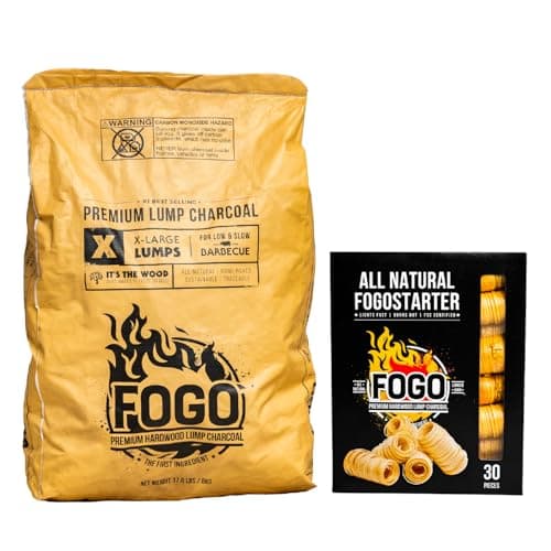 FOGO Premium Hardwood Lump Charcoal, Large (17.6 lb) + Fogostarters